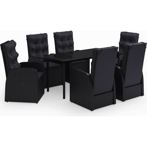 Maison Exclusive - Set da Pranzo da Giardino 7 pz con Cuscini Nero (1/5)