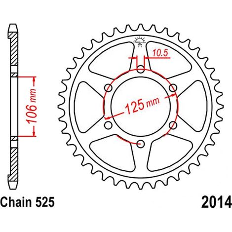 Pi帽贸n trasero de acero Esjot 50-29038-50, 525/50t para Triumph