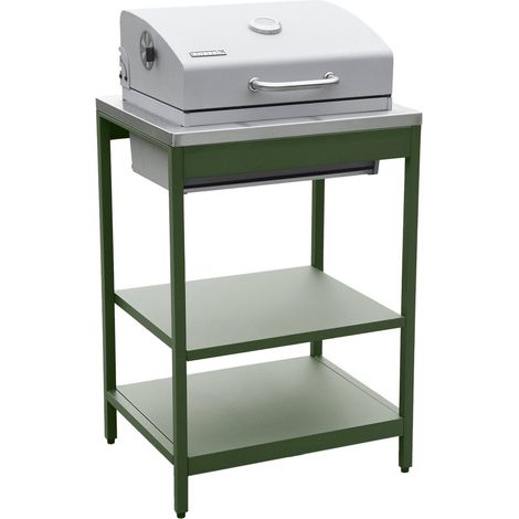 Barbecue charcoal grill green Naxos chrome-plated grate 2 shelves
