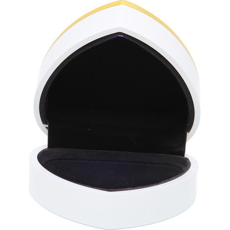 Boîte à bijoux en forme de cœur avec lumière LED - Idéale pour fiançailles, mariage ou cadeau - Élégante et stylée - Blanc (1/5)
