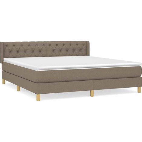 Maison Exclusive - Sommier à lattes de lit avec matelas Taupe 160x200 cm Tissu (1/5)