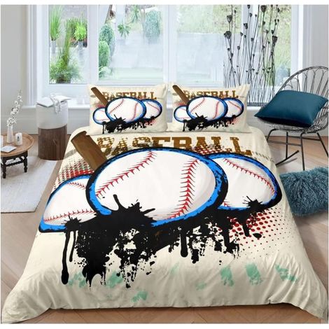 Baseball Parure de Lit 140x200cm Sports Theme Sets de Housse de Couette pour Enfants Adolescents 3D Ball Housse de Couette - NCC (1/4)