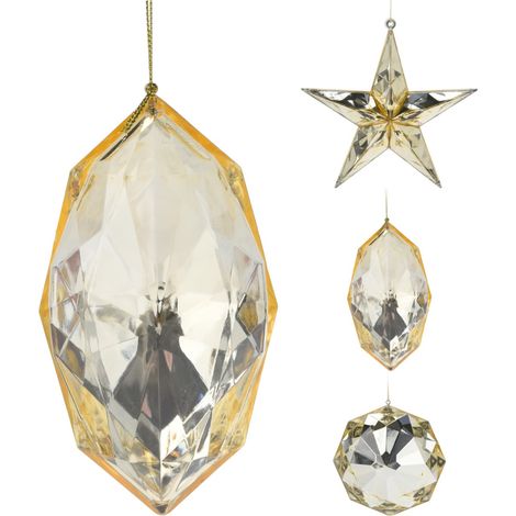 DECORAZIONE NATALIZIA DA APPENDERE, COLORE ORO, MODELLO ASSORTITO