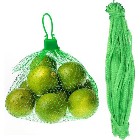 Lot de 100 filets de rangement réutilisables pour aliments, fruits et légumes, protection des plantes (vert) (1/5)