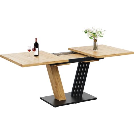 CHICFURN Tavolo da pranzo allungabile 120/160 x 80 x 76 cm in MDF e metallo effetto legno (1/5)