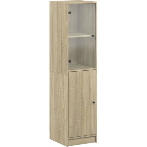 Aparador-cómoda-mueble-organizador-cocina-salón-salón-con-puerta-de-cristal-sonoma-35x37x142cm-marrón-020030099