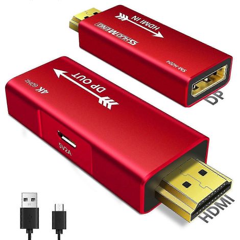 Adaptateur HDMI vers DisplayPort, compatible 4K 60 Hz et 1080p 120 Hz, avec alimentation USB, convient aux ordinateurs portables, PS5, Xbox et cartes graphiques. (1/5)