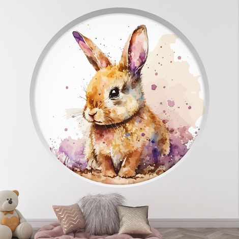 Stickers Trompe l'oeil Arche ronde Enfants - Lapin - Diamètre 30 cm (1/4)