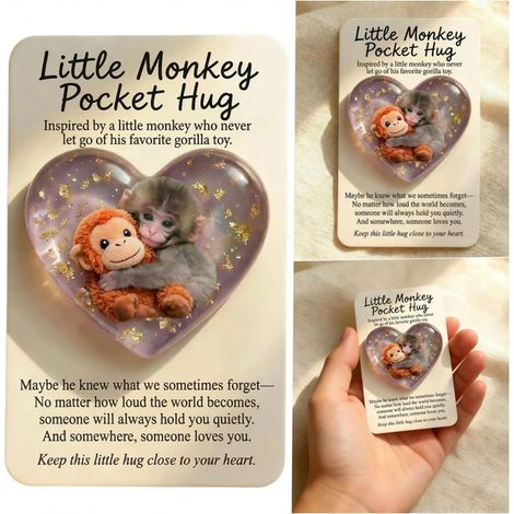 2026 Nouveaux câlins de poche Punch Monkey avec carte cadeau – Cadeau émotionnel pour les amoureux des animaux, la famille, les amis, les proches (1 pièce) (2 pièces) (1/5)