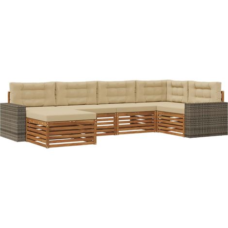 Set di divani da esterno 6 pz Naturale e Beige vidaXL (1/5)