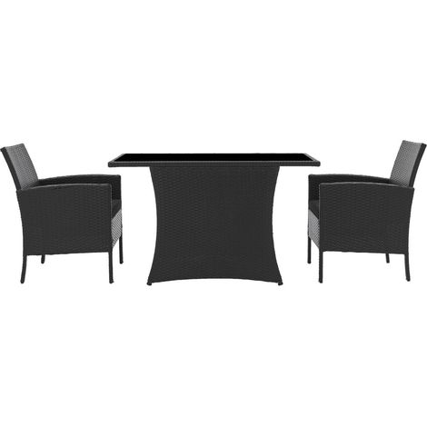Salon de Jardin Encastrable en Résine Tressée 2 Fauteuils avec Coussins et Table en Verre - PANGIVO (1/5)