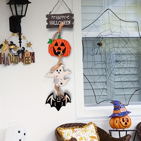Nouvelles Décorations D'Halloween, Nouvelles Décorations de Porte En Bois, Décorations de Citrouille Et de Fantôme, Pendentifs Créatifs, Bâtiments Et Accessoires Collectibles, Noël (1/5)