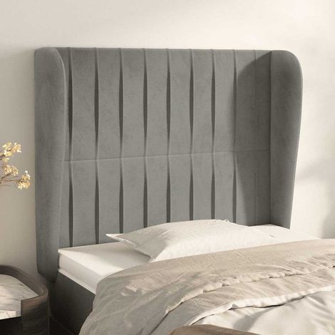 vidaXL Cabecero con orejas de terciopelo gris claro 103x23x118/128 cm (1/5)