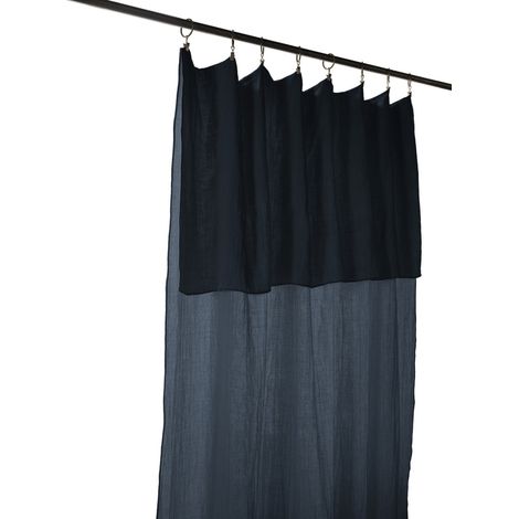 Rideau LYDIE Gaze de coton longueur ajustable + 8 anneaux Minuit