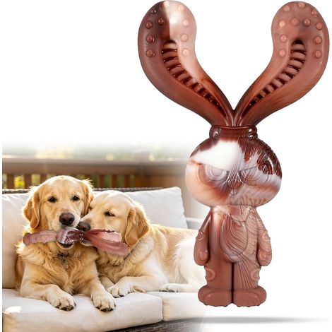 Nylon-Kauspielzeug für Hunde – 1 Stück – Rindfleischgeschmack – Robust und leicht zu reinigen – Für mittelgroße und große Hunde – Hasenform (1/5)