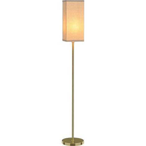 HOMCOM Floor Lamp, Modern Standing Lamp with Linen Shade, Gold Tone (1/5)