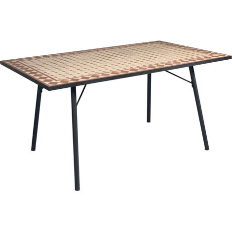 Tavolo per Esterni Rettangolare con Top in mosaico di Ceramica Tavolo da Giardino (1/3)