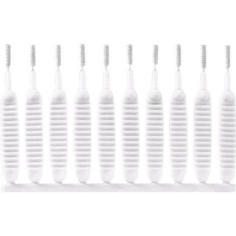 Paquete de 10 mini cepillos de limpieza para cabezales de ducha, anti-obstrucción, reutilizables para teléfonos móviles, cepillo de limpieza para el baño (blanco) (1/5)
