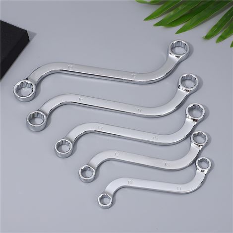 Jeu de 5 clés à douille doubles de type S, équipées d'embouts de clé à douille à 12 pans, avec des tailles allant de 10 mm à 19 mm. (1/5)