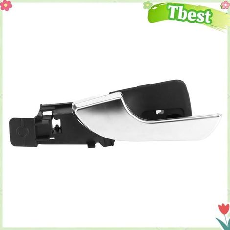 La poignée de porte gauche chromée améliore la sensation visuelle Poignée intérieure de voiture ABS PVC plaque chromée noire (1/4)