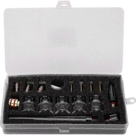 Kit d'accessoires pour chalumeau de soudage WP9/20 : buse en verre, consommables en laiton et coupelle en verre. Pistolet de soudage à l'argon. (1/3)