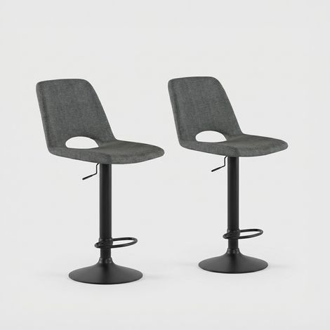 Set mit 2 höhenverstellbaren Küchenhockern aus Easy-Clean-Stoff Nest - Grau (1/5)