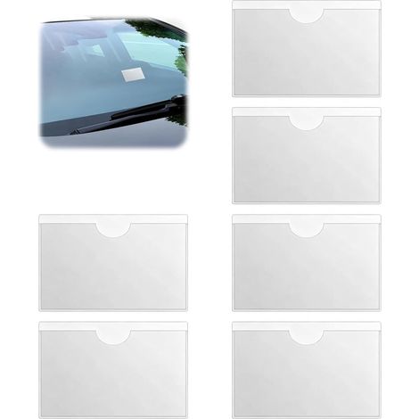 6PC Autocollant Pare Brise 10x8CM, Porte-Vignette Assurance Auto (1/5)