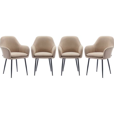 sweeek - 4er Set Samt Sessel mit Metallbeinen