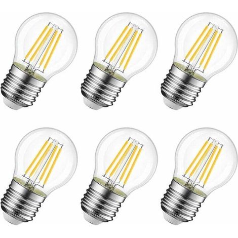 Lampadina a filamento LED da 4 W E27 G45, equivalente a incandescenza, bianco caldo 2700 K, lampadina Edison vintage, non dimmerabile, confezione da 6 (1/4)