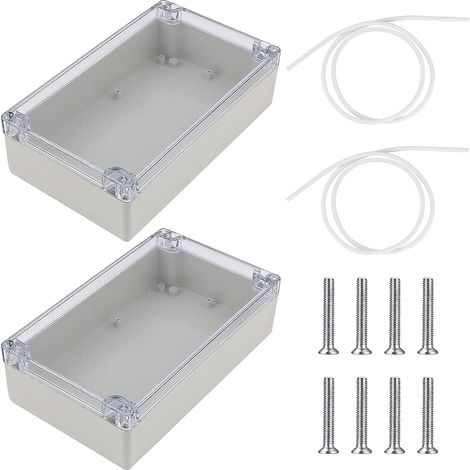 Lot de 2 boîtes de dérivation ABS - Boîtier électronique IP65 étanche - Boîtier vide en plastique avec couvercle transparent - Boîte de raccordement et boîte de dérivation - Pour intérieur et (1/5)