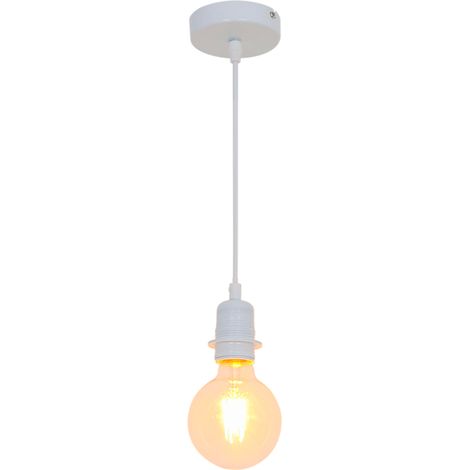 Lampe suspension design en métal blanc Compatible ampoule LED E27 (1/3)