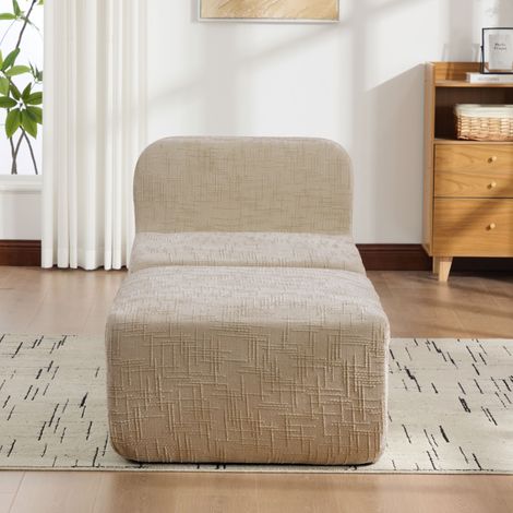 Canapé modulable compressé kaki clair en tissu chenille, mousse haute résilience 30D, base antidérapante (1/5)