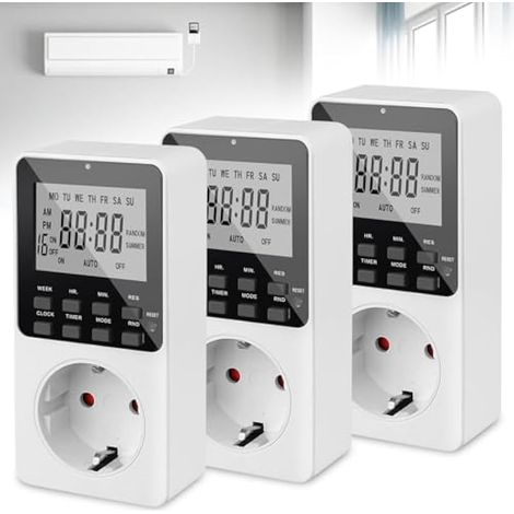 3 PCS Prise Programmable, Prise De Minuterie Numérique, Programmateur Prise Électrique et Digitale, Deutsche Ausführung Zeitschaltuhr Digital, Prise Réglable Pour Éclairages, Télévision, Routeur Wifi (1/5)