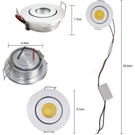 Spot LED encastré plafond - - 3W - Blanc chaud 3000K - Profondeur 20 mm - Diamètre trou 40-45 mm (1/4)