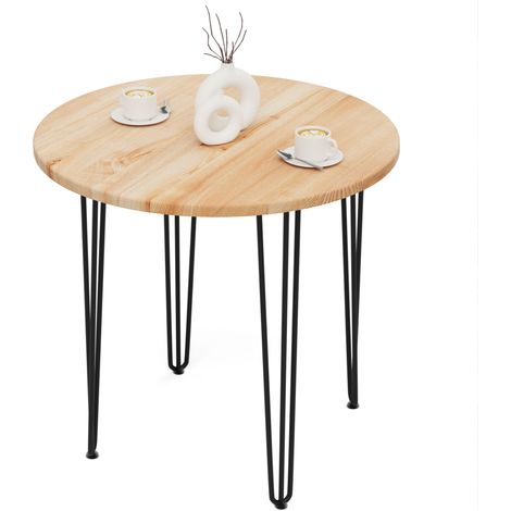 Tisch rund 80 cm Stärke: 28mm, Farbe: Natur, Beine: Schwarz (1/5)