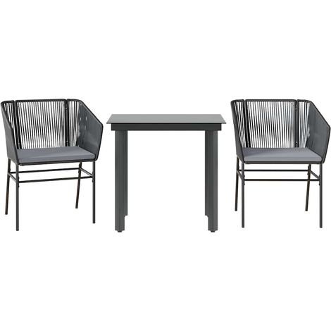 Maison Exclusive - 3-tlg. Garten-Essgruppe mit Kissen Schwarz Pol