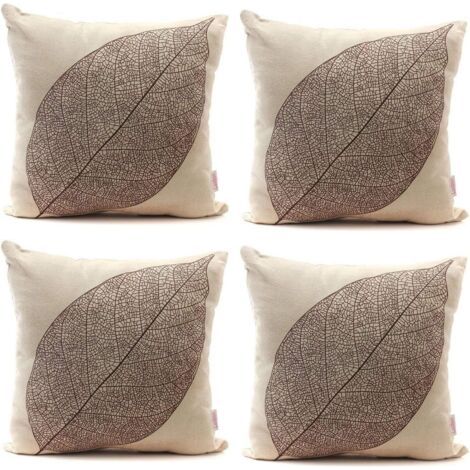 4 pièces Vintage arbre feuille veine automne Durable lin housse de coussin jeter oreiller café décor à la maison cadeau 18x18 ''45x45 cm (1/5)