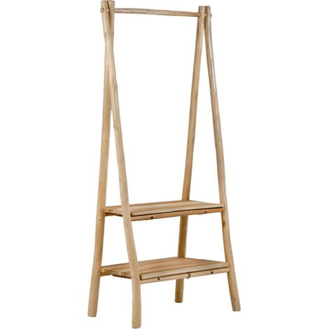 Meuble d'entrée / Portant en bois de teck massif H. 160 cm - MARIANO (1/5)