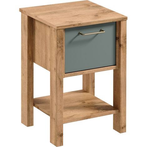 AX LIVING Nachttisch für Boxspringbett Iseonia SN Eiche Wotan/Green