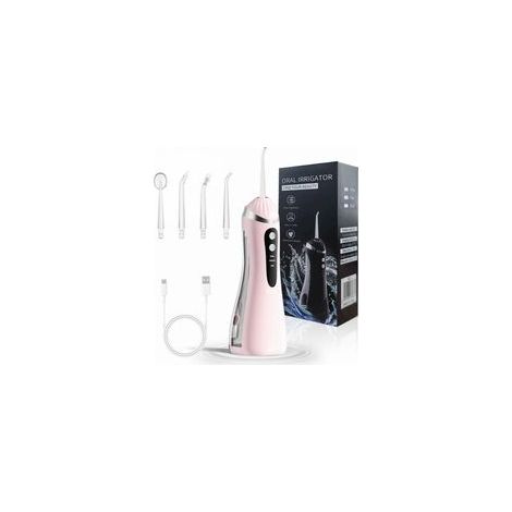 Irrigateur buccal rose - 4 buses - 3 modes - Réservoir 200ml - IPX6 étanche - 1600 pulses/min - Batterie 1200mAh (1/5)