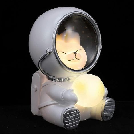 Lampe LED USB en forme de chat astronaute, petite lampe de table décorative pour le jour et la nuit. (1/5)