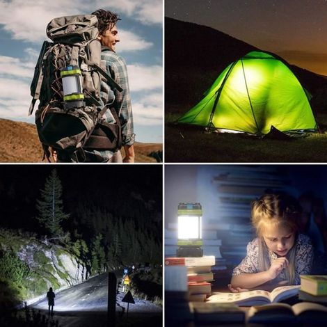 LED Camping Lumière Lanterne LED Rechargeable, Lampe Camping Puissante 1000Lm Dimmable, Lampe Torche 360° Eclairage 4 Modes Etanche (1/4)