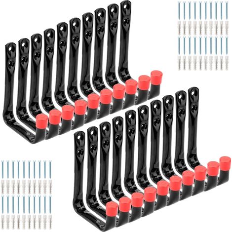 Lot de 20 crochets de rangement pour garage, 9 cm, crochets muraux lourds, crochets utilitaires pour vélo, chaise, échelles, tuyau, outils de jardin