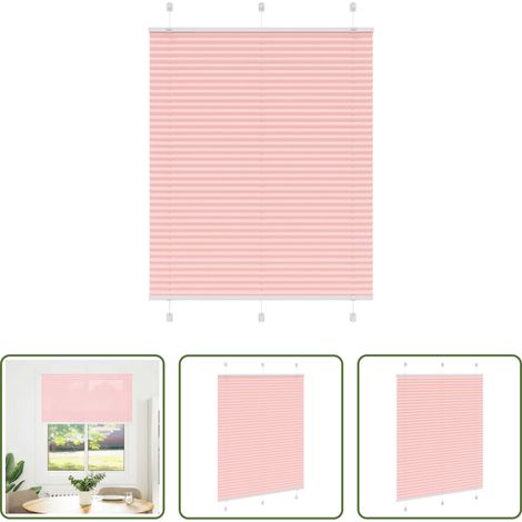 Store zébré - Store plissé rose 110x100 cm largeur du tissu 109,4cm polyester (1/5)