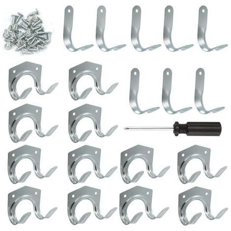 Pair 21 Pcs Crochets et Porte-Outils - Crochets doubles et simples pour Garage, Organisation avec Tournevis (1/5)