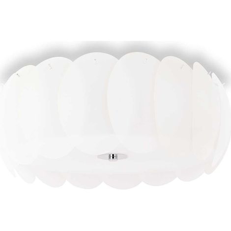 Ideal Lux Ovalino - Plafón de techo grande de 8 luces blanco, E27