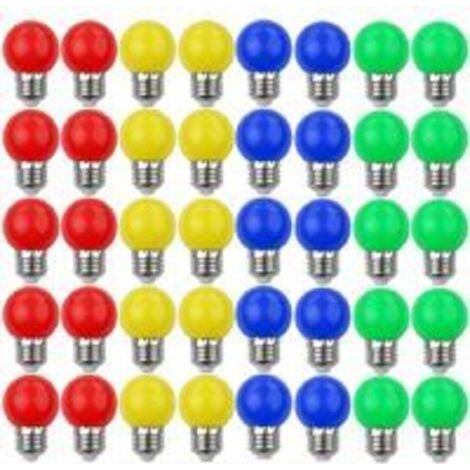 Lot de 40 Ampoule Couleur LED 3W, Ampoule E27 Mini Globe, pour Mariages, Halloween, Noël (1/2)