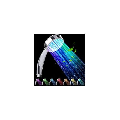 LED-Duschkopf, Beleuchteter Duschkopf, Farbduschkopf, LED-Handbrause, Automatischer 7-Farben-Wechsel, Universal, Chrom-Crezuo