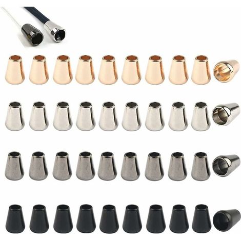 Ahlsen 40 Stück Kordelstopper aus Metall, Stopper aus Metall, Kordelenden, Kordel-Endkappe für Kordeln, Kleidung, Rucksack, Sportbekleidung (4 Farben) (1/2)
