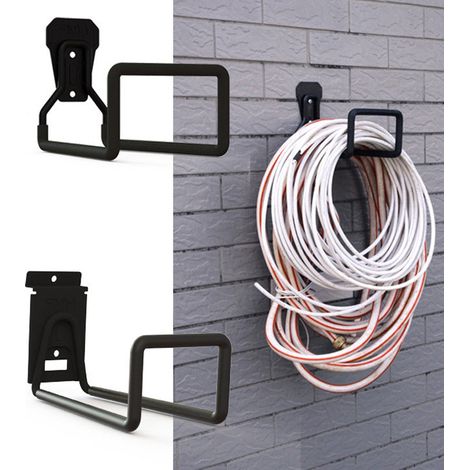 2 Pièces Crochet de Rangement, Double Crochets de Garage, Acier Garage de Stockage Utilitaire Crochets avec Revêtement Anti-Dérapant, pour Êchelle,Vélos,Tuyaux,Outils électriques (1/3)